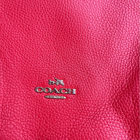 COACH PEBBLED LEATHER CROSSBODY HANDBAG PURSE GENUINE DEEP ORANGE GUC - Picture 4 of 15